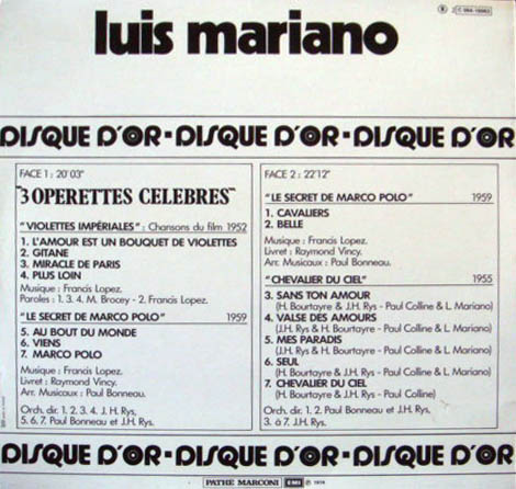 LOUIS MARIANO disque d'or